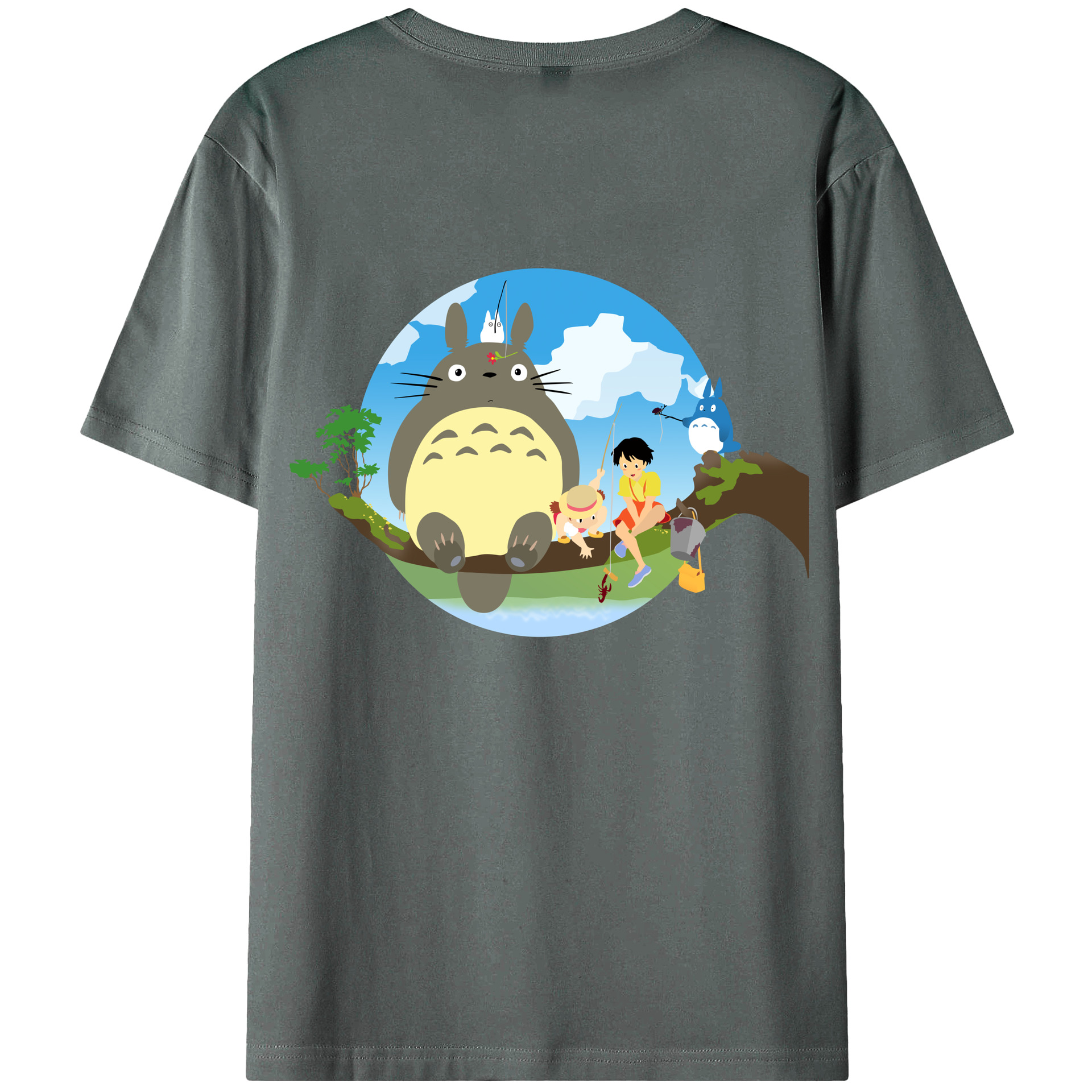（画像用） となりのトトロ 草壁メイ 草壁サツキ My Neighbor Totoro Satsuki Kusakabe Mei Kusakabe 綿100％ メンズ半袖Tシャツ（バックプリント） 通気性